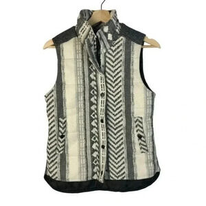 Staccato Gray & Cream Geometric Tribal Full Zip Vest S